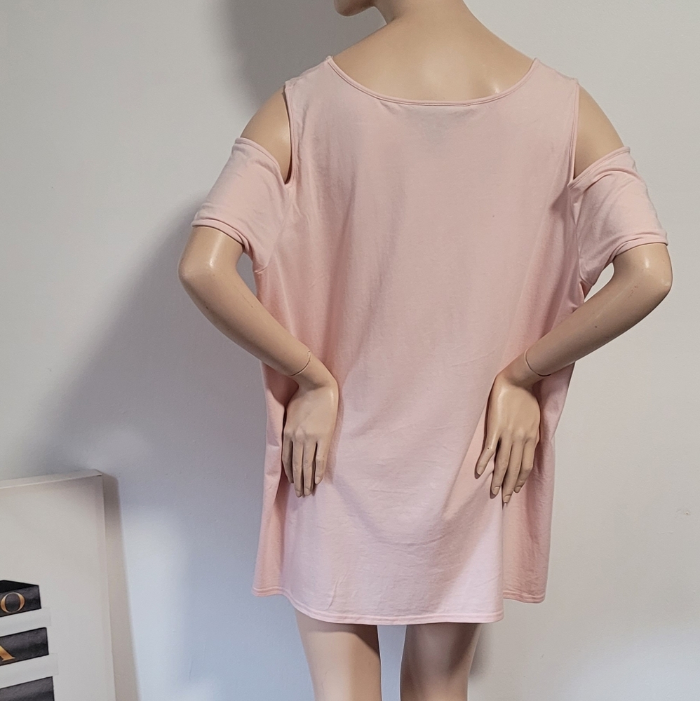Denim 24/7 Light Pink Cold Shoulder Blouse - Picture 2 of 4